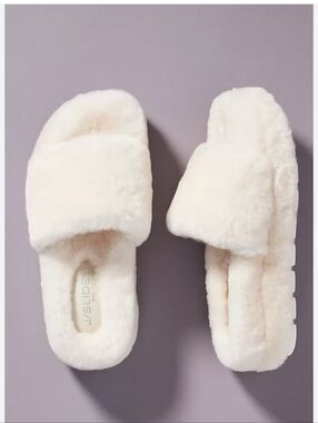 Anthropologie $160 J/Slides Bryce Shearling Slippers In Size 9 Cream/White